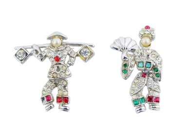 LOT OF TWO VINTAGE CHINESE JEWELRY BROOCHES OF FIGURES