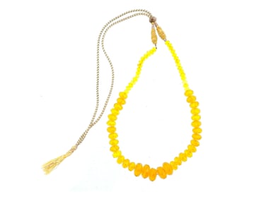 VINTAGE ASIAN ORIENTAL BEADED YELLOW NECKLACE
