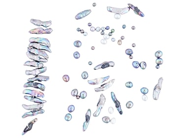 A COLLECTION OF BLUE-HUED BAROQUE PROLONGED PEARLS