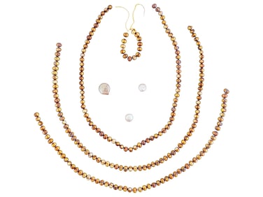 COLLECTION OF GOLDEN COLORED BAROQUE PEARLS