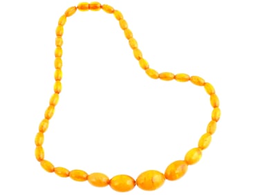VINTAGE NATURAL AMBER BEADED NECKLACE