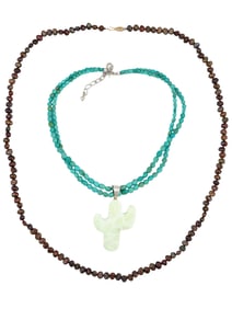 VINTAGE RIVER PEARLS AND TURQUOISE NECKLACES