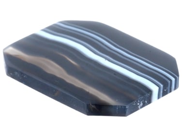 LARGE OCTAGONAL HAND CARVED BANDED AGATE STONE