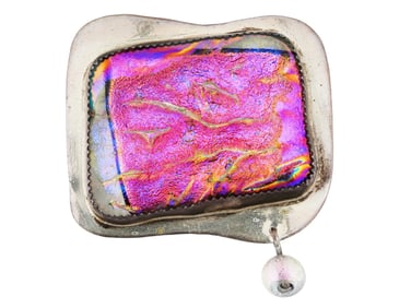 BETTY HELFEN STERLING SILVER DICHROIC GLASS BROOCH