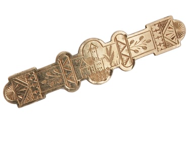 ANTIQUE ENGLISH VICTORIAN GOLD FILLED BROOCH BAR PIN