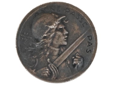 WWI FRENCH VERDUN COMMEMORATIVE SILVER MEDAL 1917