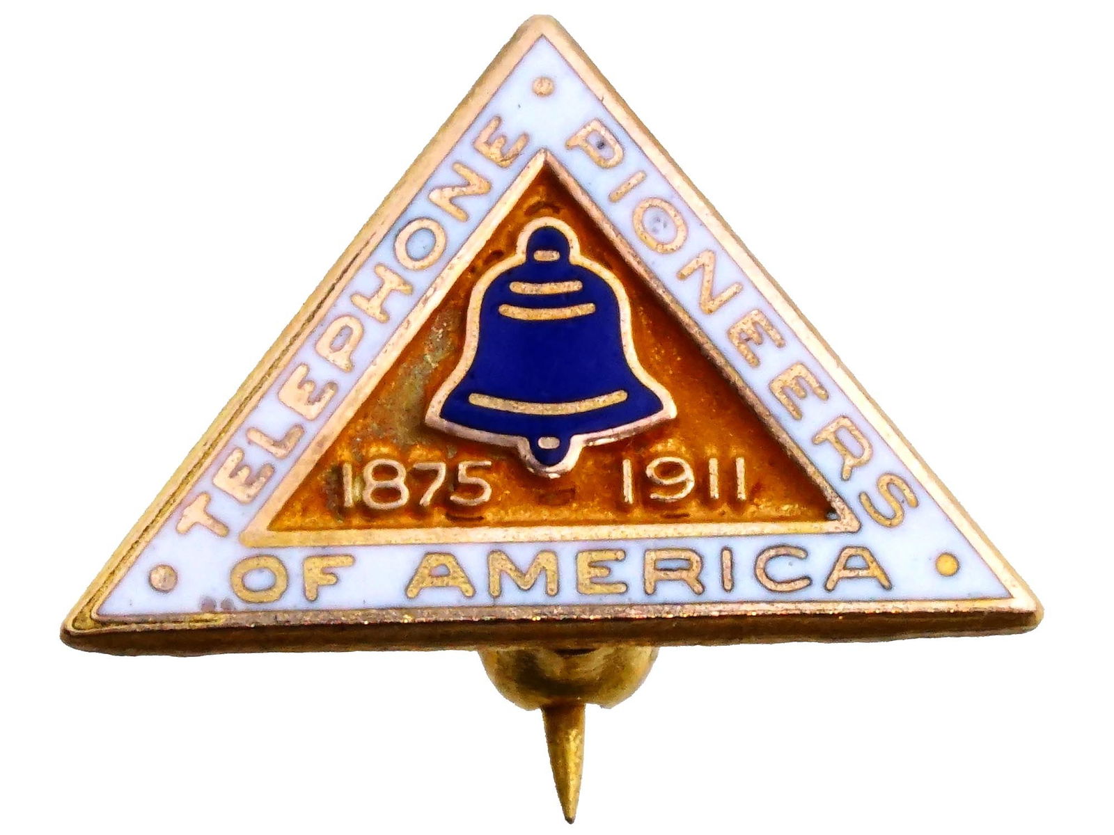 ANTIQUE GOLD PLATED AND ENAMEL LAPEL PIN 1911 (1 of 8)