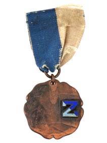 ANTIQUE 1922 ENAMELED BRONZE HANDBALL DOUBLES MEDAL