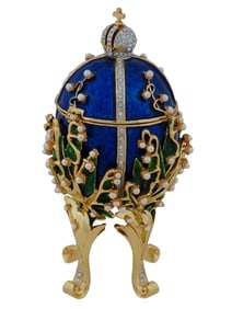 FABERGE LILIES OF THE VALLEY EASTER EGG MUSIC BOX