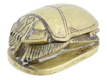 EGYPTIAN ENGRAVED METAL TRINKET SCARAB BOX