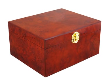 VINTAGE BURLED REDWOOD HUMIDOR CIGAR BOX