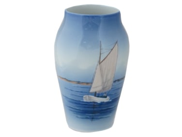 VINTAGE DANISH ROYAL COPENHAGEN PORCELAIN VASE SAILBOAT