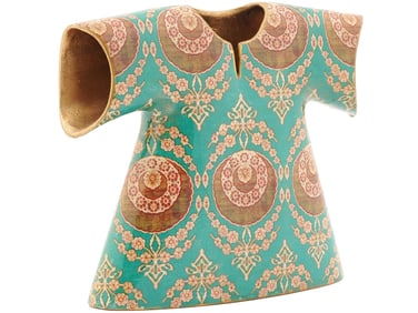 TURKISH ISLAMIC FIGURAL ENAMEL CERAMIC DRESS VASE