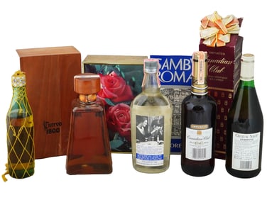 VTG BOTTLES OF ALCOHOLIC DRINKS FROM RENOWNED BRANDS