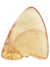 LALIQUE MANNER BUTTERFLY CRYSTAL FIGURAL PAPERWEIGHT