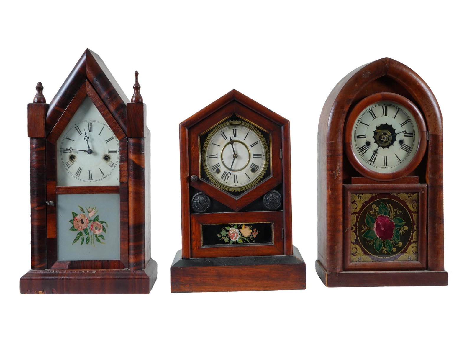 ANTIQUE AMERICAN GOTHIC REVIVAL STEEPLE CLOCKS (1 of 10)