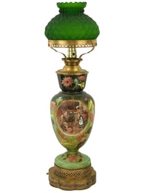 ANTIQUE 19TH C GERMAN PORCELAIN PAINTED TABLE LAMP