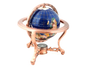 VINTAGE TABLETOP WORLD GLOBE W STONE INLAY