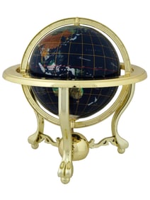 VINTAGE WORLD GLOBE W STONE AND MOTHER OF PEARL INLAY
