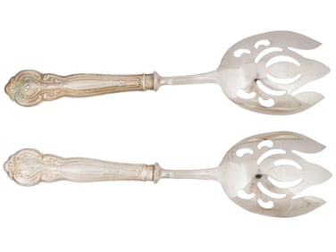 PAIR OF STERLING SILVER SERVING CUTLERY SPOON FORK