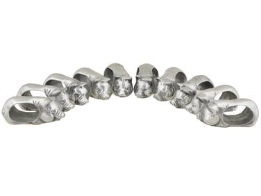 SET OF TEN VINTAGE INDIAN METAL PIG NAPKIN RINGS