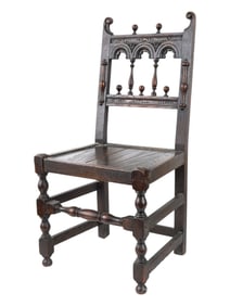 ANTIQUE ENGLISH YORKSHIRE CARVED WOODEN CHAIR