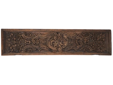 ANTIQUE HAND CARVED WOODEN DOOR PANEL