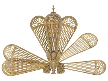 VINTAGE EUROPEAN GILT BRASS FOLDING FIREPLACE SCREEN