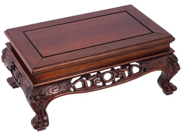 SMALL ASIAN STYLE CARVED WOODEN TABLE W DRAGONS