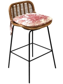 ASIAN STYLE KITCHEN BAMBOO STOOL W CUSHION