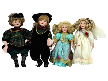 FOUR AMERICAN VINTAGE PORCELAIN DOLLS WITH COA