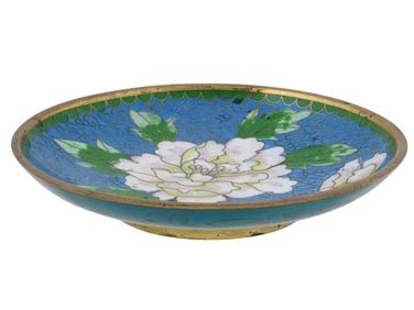 ANTIQUE CHINESE QING DYNASTY CLOISONNE ENAMEL PLATE