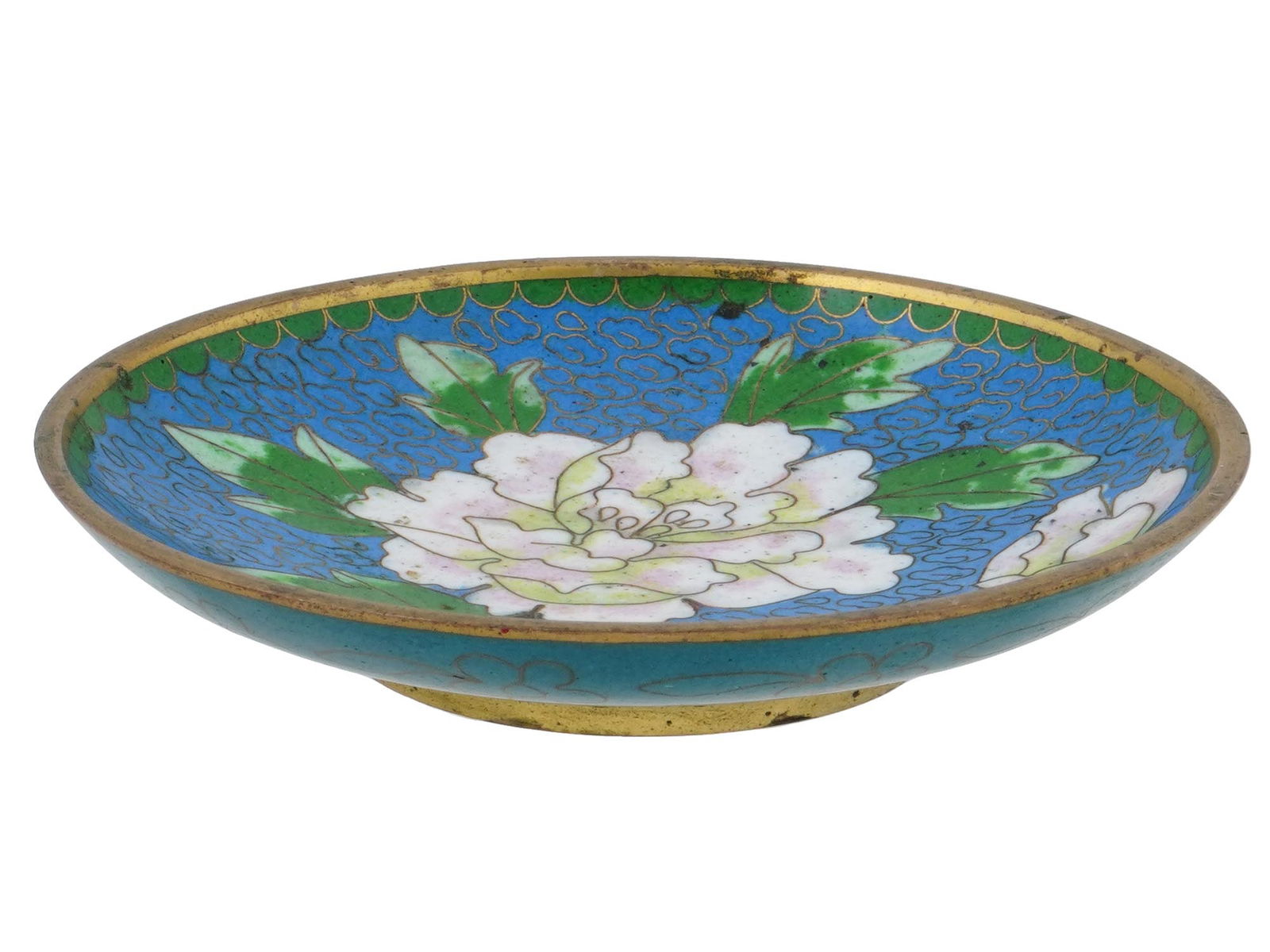 ANTIQUE CHINESE QING DYNASTY CLOISONNE ENAMEL PLATE (1 of 3)