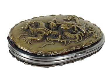 JAPANESE RELIEF DRAGON DESIGN GILT METAL WALLET