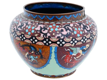JAPANESE DRAGON GOLDSTONE CLOISONNE ENAMEL VASE