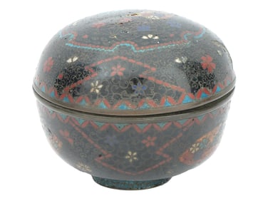 ANTIQUE JAPANESE MEIJI CLOISONNE ENAMEL CONTAINER BOX