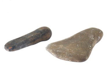 ANCIENT NATIVE AMERICAN CARVED STONE AX HEAD TOOLS