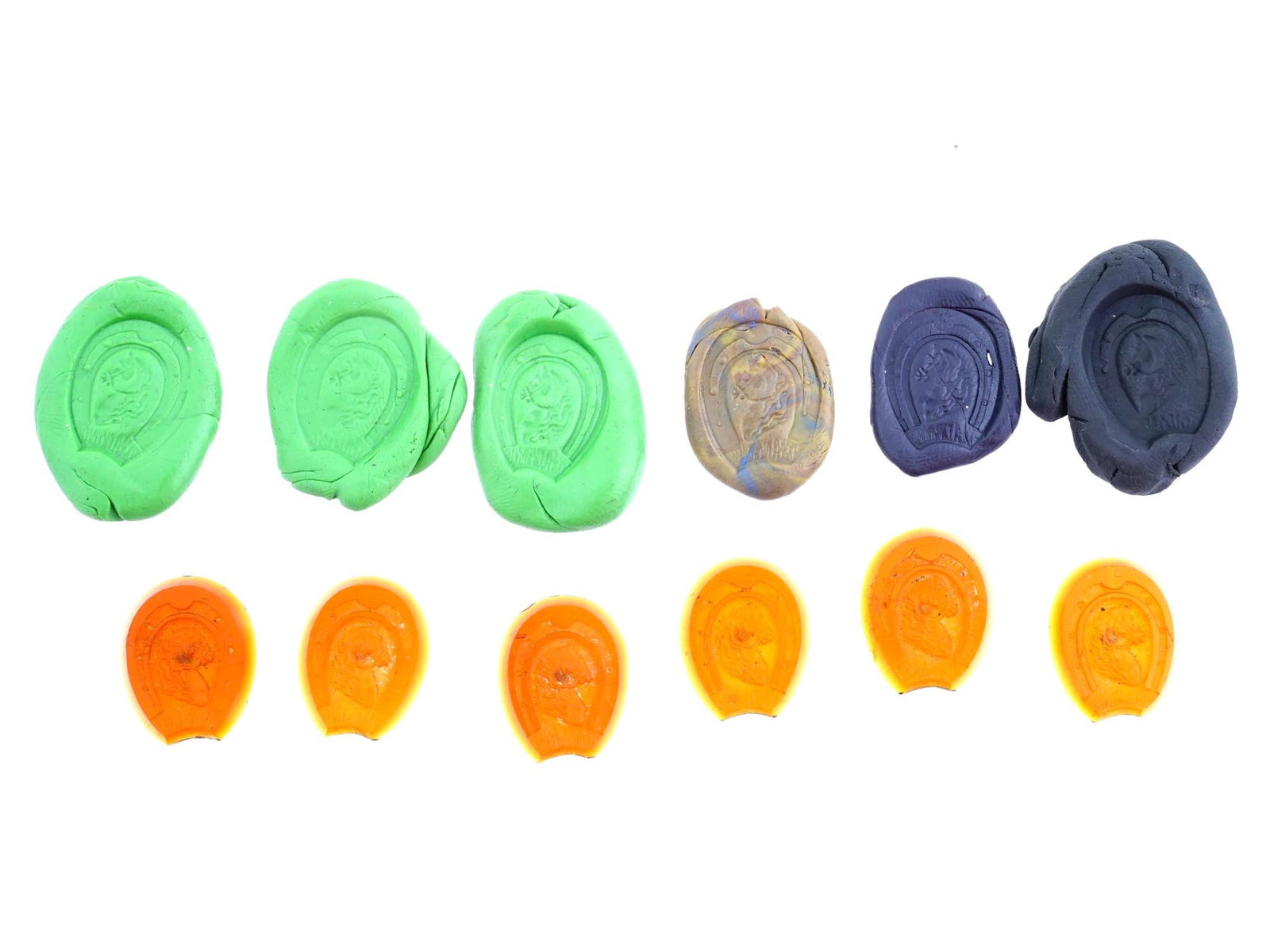 LOT OF ANCIENT MANNER CARVED GLASS INTAGLIO SEALS (1 of 4)