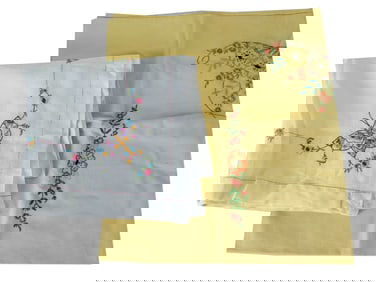 LOT OF TWO VINTAGE HAND EMBROIDERED TABLECLOTHS