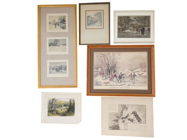 ANTIQUE LANDSCAPE ENGRAVINGS AND LITHOGRAPHS SIGNED