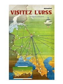 RUSSIAN SOVIET ORIGINAL TRAVEL PROPAGANDA POSTER