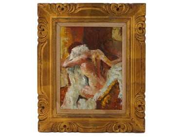 EXPRESSIONIST FEMALE NUDE PORTRAIT OIL PAINTING