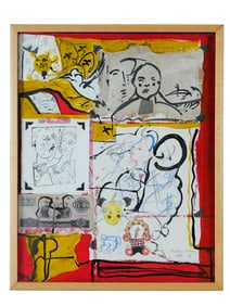 AMERICAN MIXED MEDIA PAINTING SIGNED EVA BOUZARD HUI