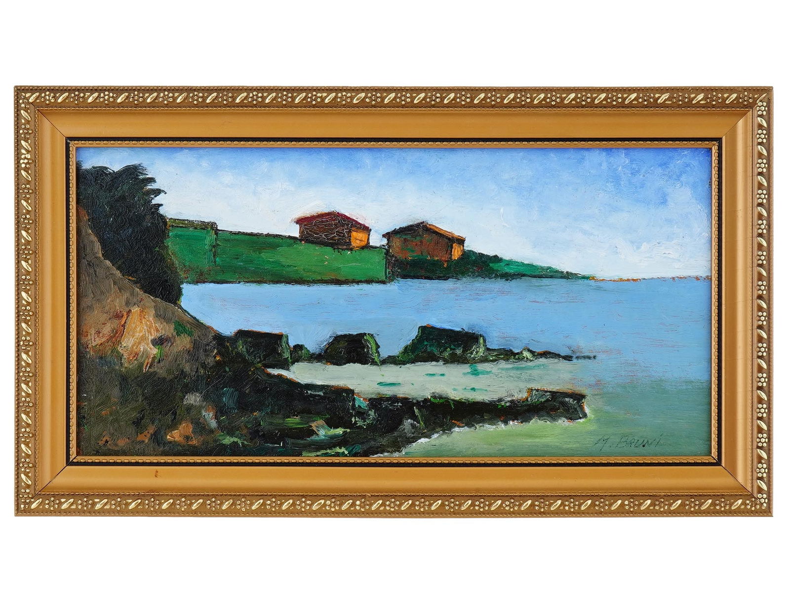 EUROPEAN SCHOOL LANDSCAPE OIL PAINTING BY M BRUNI (1 of 4)