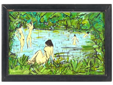 ATTR TO OTTO MUELLER GERMAN EXPRESSIONIST OIL PAINTING
