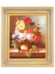 VINTAGE OIL STILL LIFE PAINTING BY L ELLIOTTE