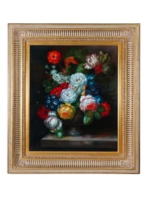 VINTAGE EUROPEAN OIL STILL LIFE PAINTING BY S MINO