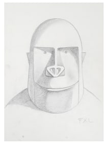 PORTRAIT GRAPHITE PAINTING ON PAPER SIGNED FXL