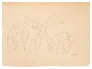 MID CENT GENRE GRAPHITE SKETCH SIGNED TOGNER