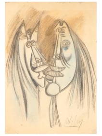 AFTER PABLO PICASSO SPANISH CUBIST PORTRAIT PAINTING